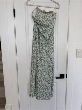 House of Harlow- Floral Strapless Maxi Dress in Sage Green
